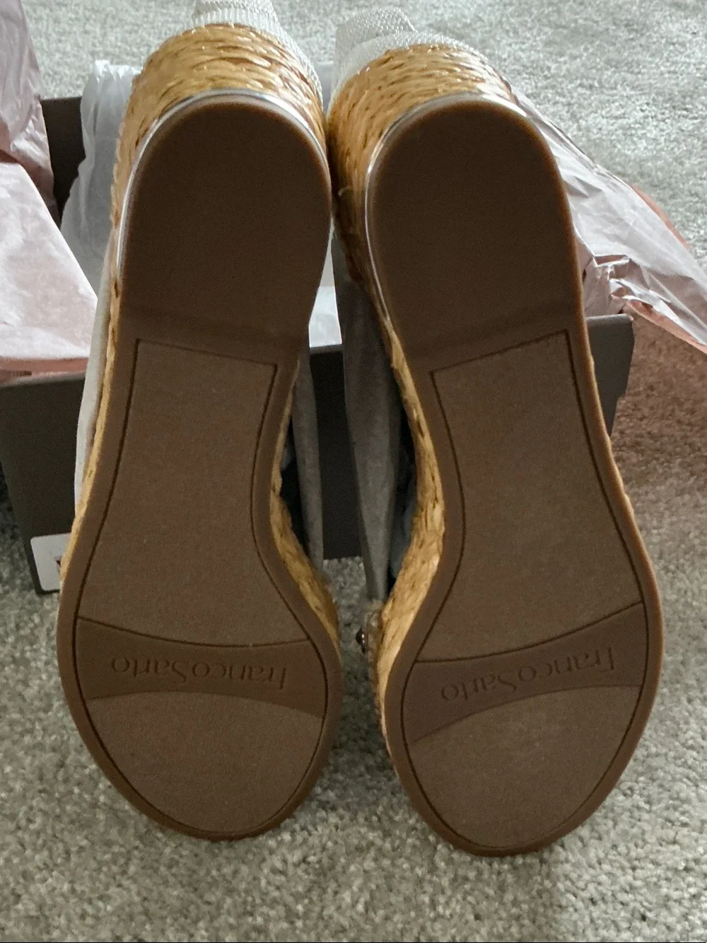 Franco Sarto White Studded Espadrille Wedge Sandals